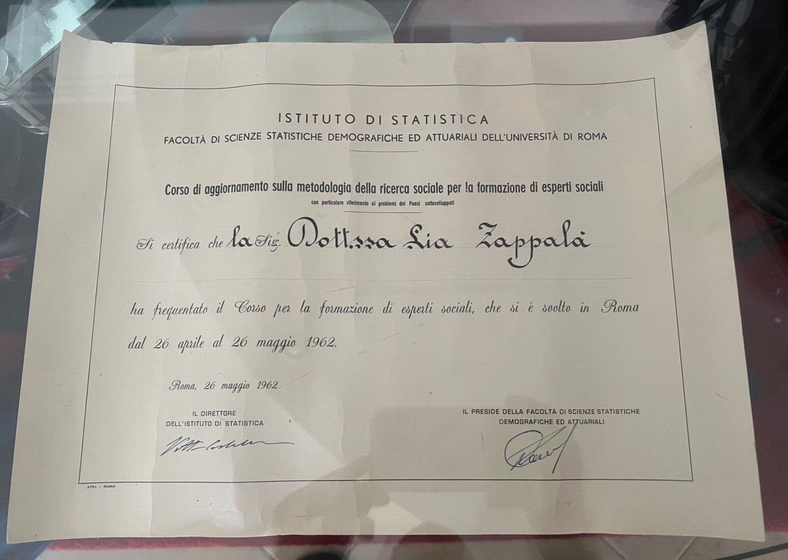 Certificat Cours Mise Recherche Sociale Avec Signature Du 1962