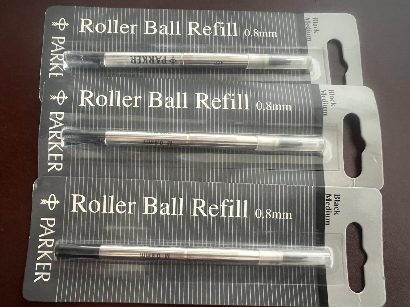 Parker Recharge Stylo-Plume Roller Ball Encre Noir M 3 Pièces Recharge
