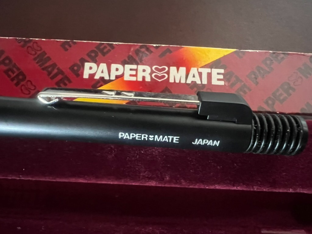 🔴 PAPERMATE penna sfera 90° DYNAGRIP nera Giappone con astuccio vintage
