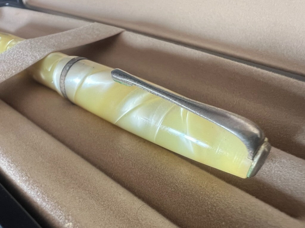 Montegrappa Stylo-Plume Stylo à Plume Celluloid Effet Nacre Écrit Vintage