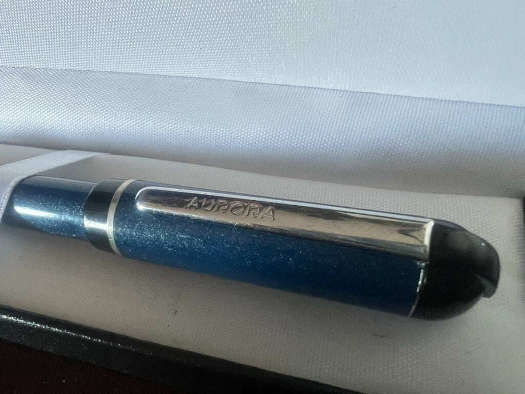 Aurora Pen Sphere Idea Blau mit Glitzer, Mehrfarbig, Vintage 