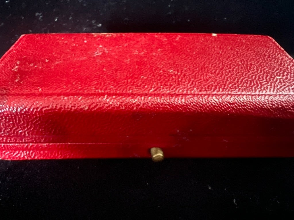 🔴 Scatola orecchini gemelli interno rosso velluto e raso portagioie vintage '50