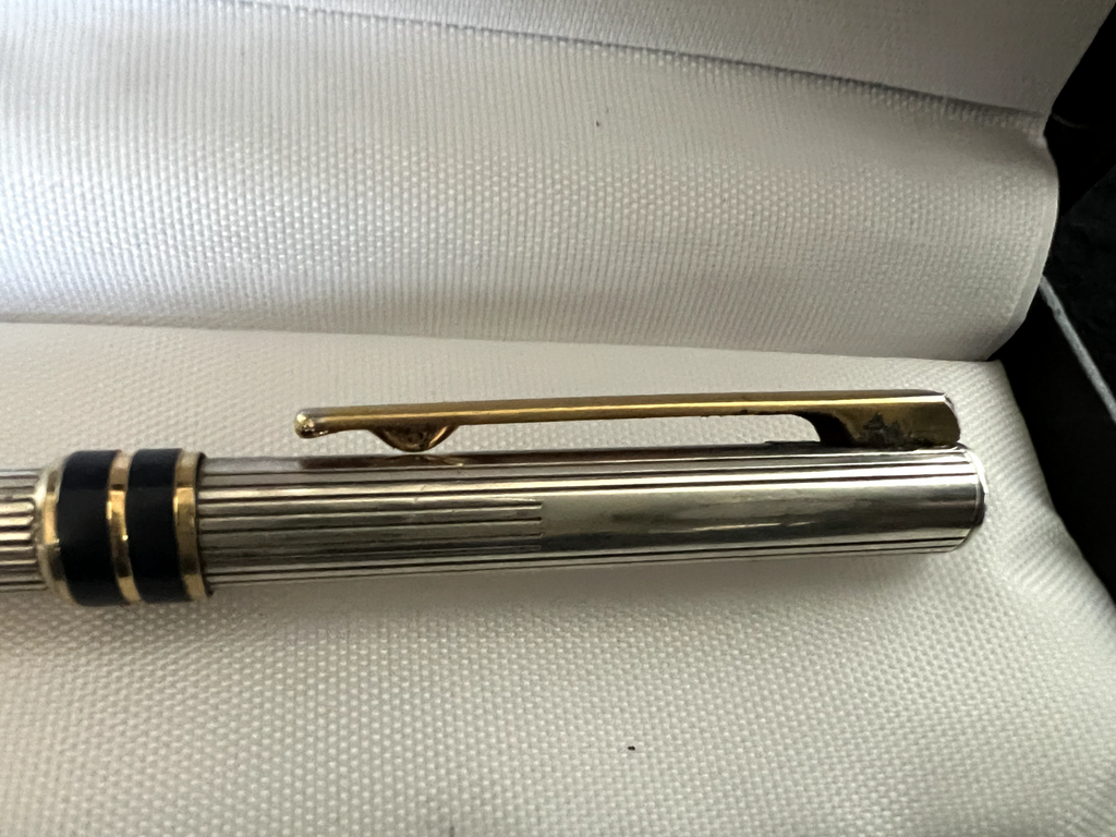 🔴 AURORA penna sfera Marco Polo ARGENTO 925 MASSICCIO smalti blu 1