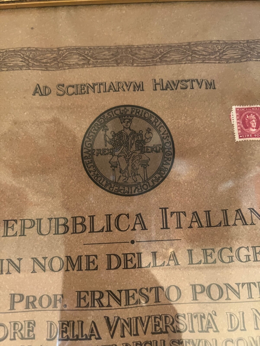 🔴 Laurea REPUBBLICA ITALIANA INGEGNERE CIVILE EDILE Napoli 1954 ORIGINALE