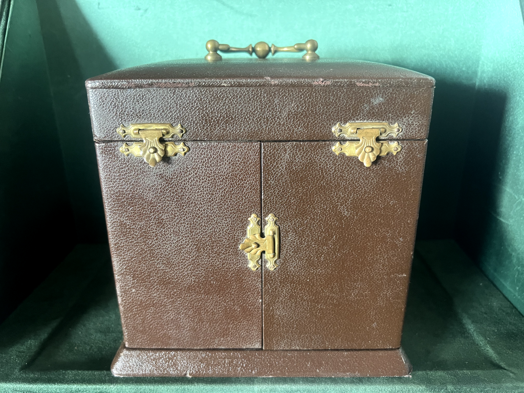 🔴 Scatola box orologio CAPPUCCINA parigina oggetti sacri pelle velluto vintage