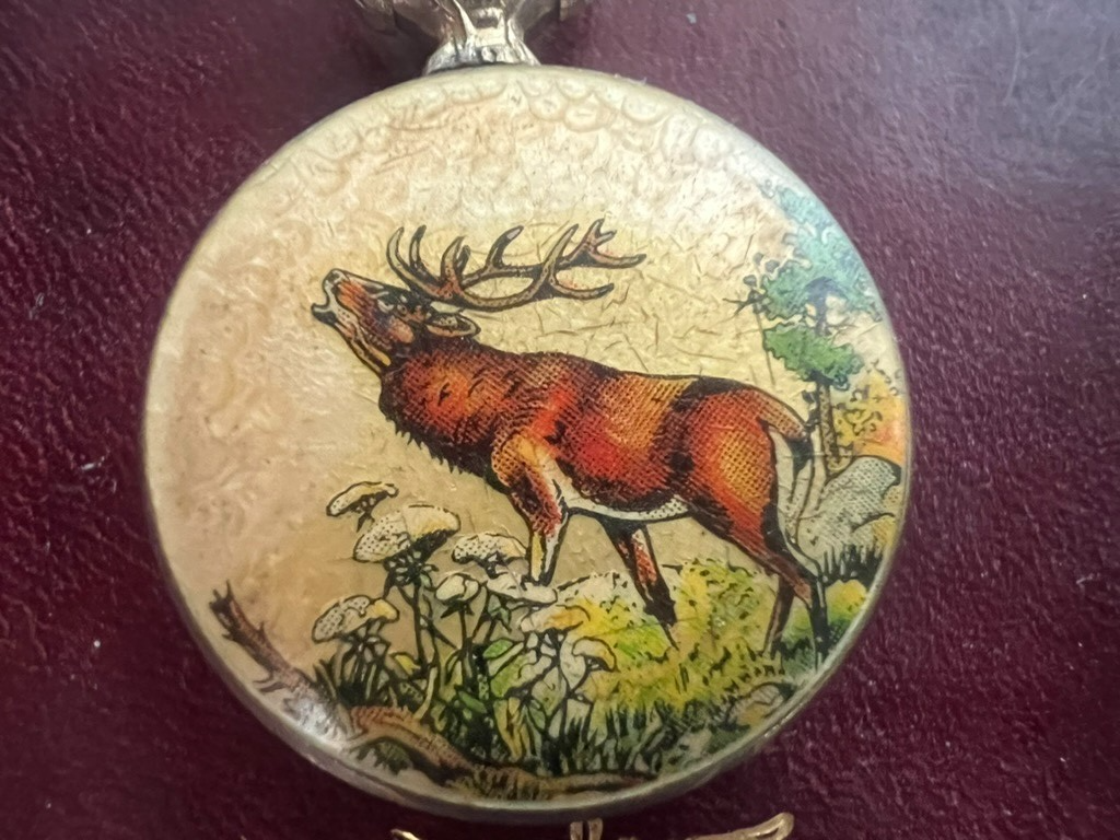 Montre Poche Moose Peint A Vernis PIERRE DENILL Remontage Manuel Vintage
