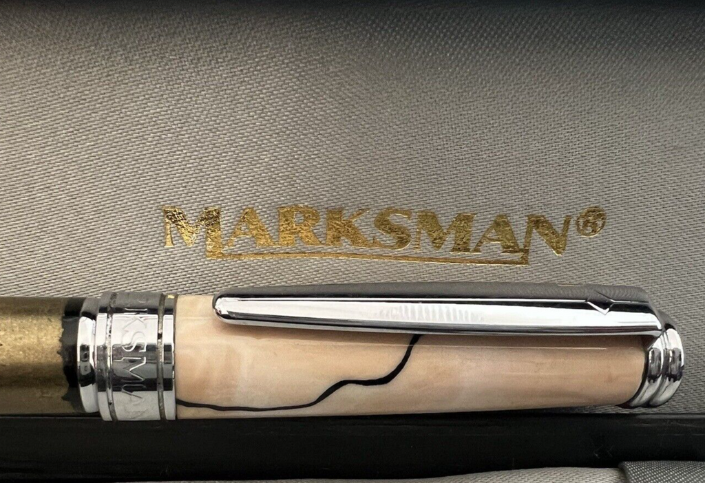 🔴 MARKSMAN penna sfera bicolore marmorizzata profili cromati scrive con scatola