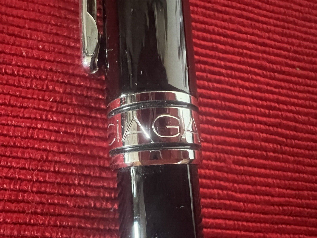 Balenciaga Stylo-Plume Sphère Laque Noire Profils Chrome Écrit Avec Boîte 