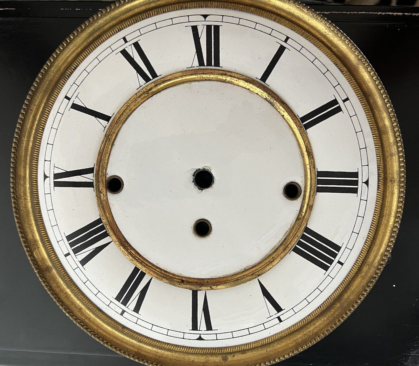 🔴 QUADRANTE orologio pendolo muro parete smaltato bordi ottone 4 fori vintage