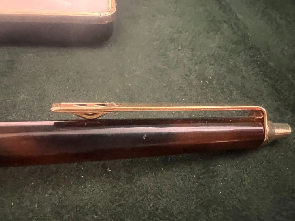 🔴 PAPERMATE penna sfera lacca marmorizzata profili dorati astuccio vintage