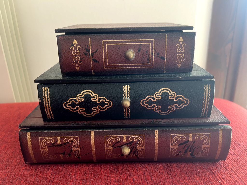 🔴 LIBRI contenitori cassaforte nascondiglio preziosi con pomelli pelle L 22 cm