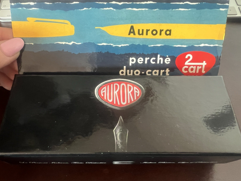 🔴 AURORA penna stilografica Duo Cart pennino M a cartuccia scrive