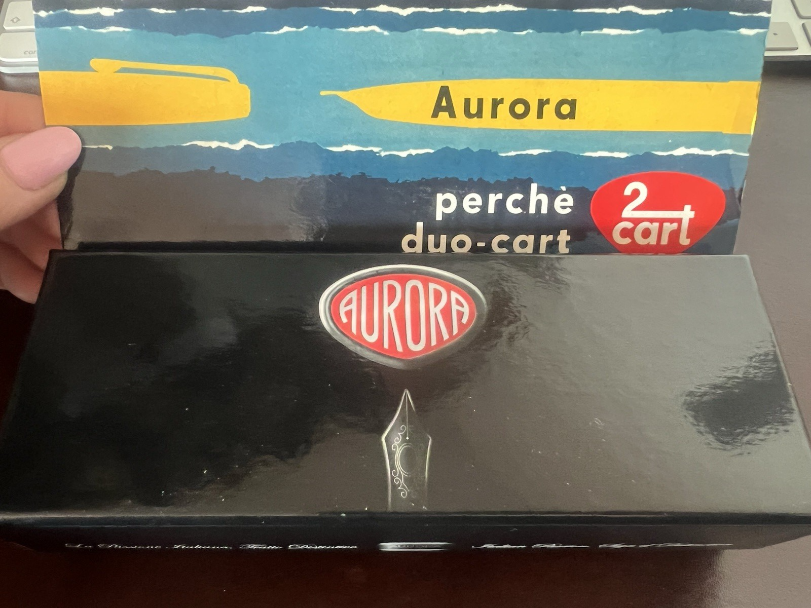 🔴 AURORA penna stilografica Duo Cart pennino M a cartuccia scrive