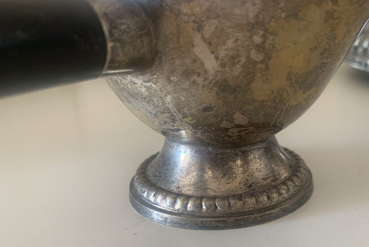 🔴 TABLE SAUCE BOAT in metal with handle, elegant vintage production 