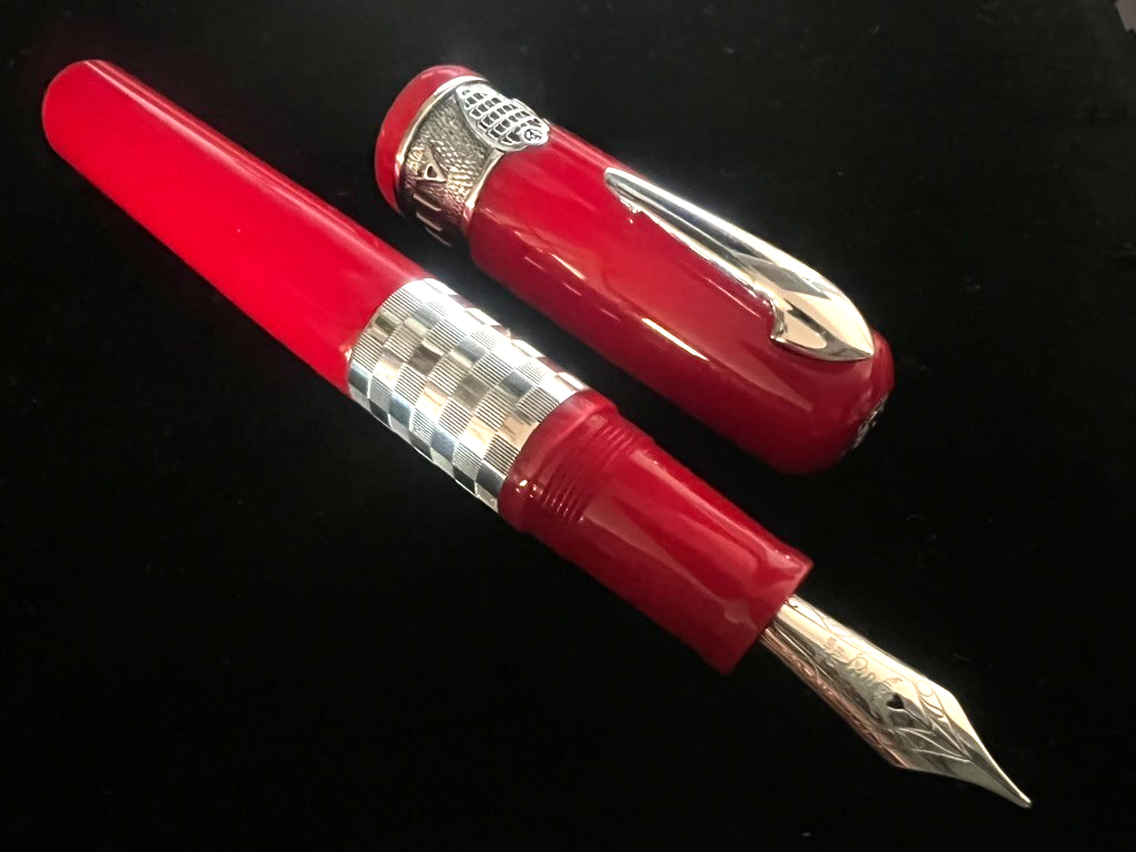 🔴 DELTA penna stilografica Alfa Romeo Giulietta rossa Argento 925 e ORO 18 KT M