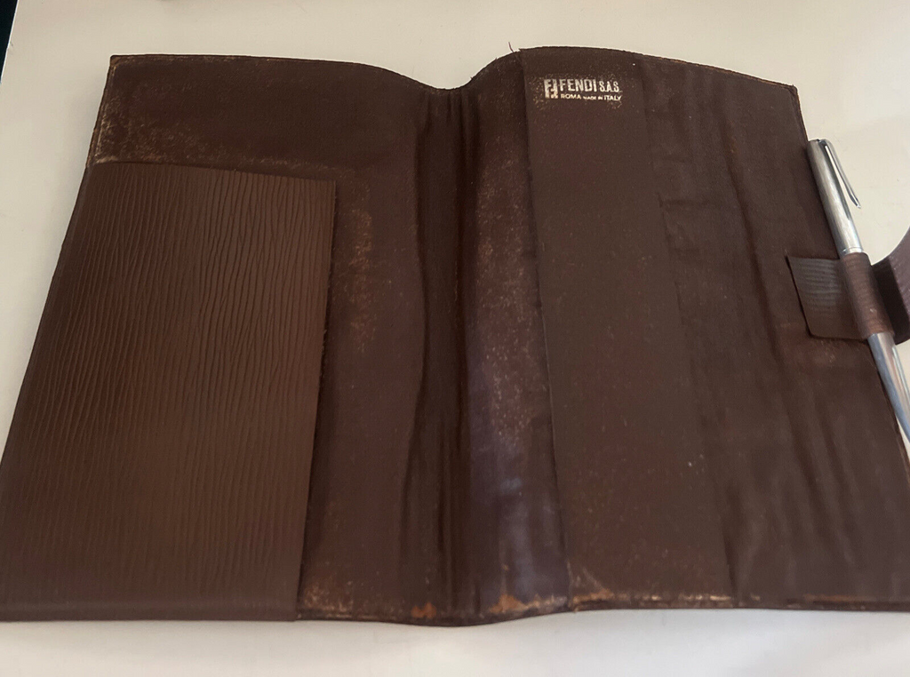 Fendi Amène Agenda + Portefeuille Citrouille Tissu Plastifié Vintage
