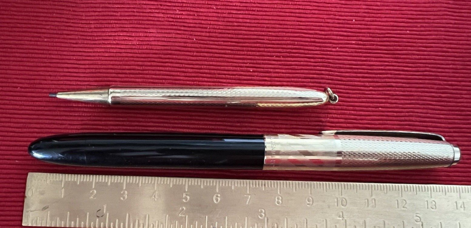 Zenith Füllfederhalter-Set, Extra-Stift, Gold und Bleistift, mechanisch, Vintage 