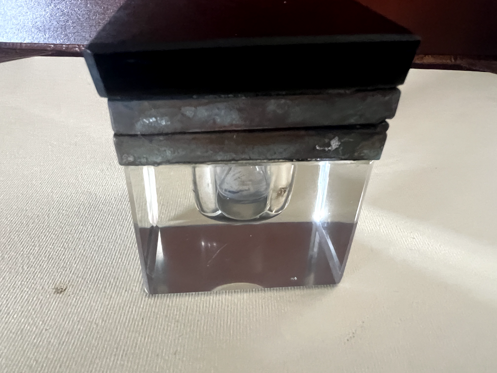 🔴 CALAMAIO inchiostro penna stilografica da scrivania VETRO marmo vintage
