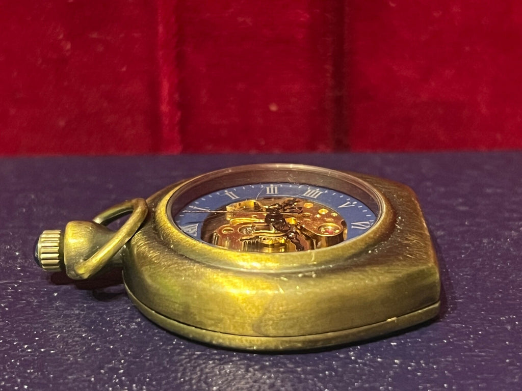 🔴 Orologio tasca uomo scheletrato Movimento manuale funziona corona cabochon