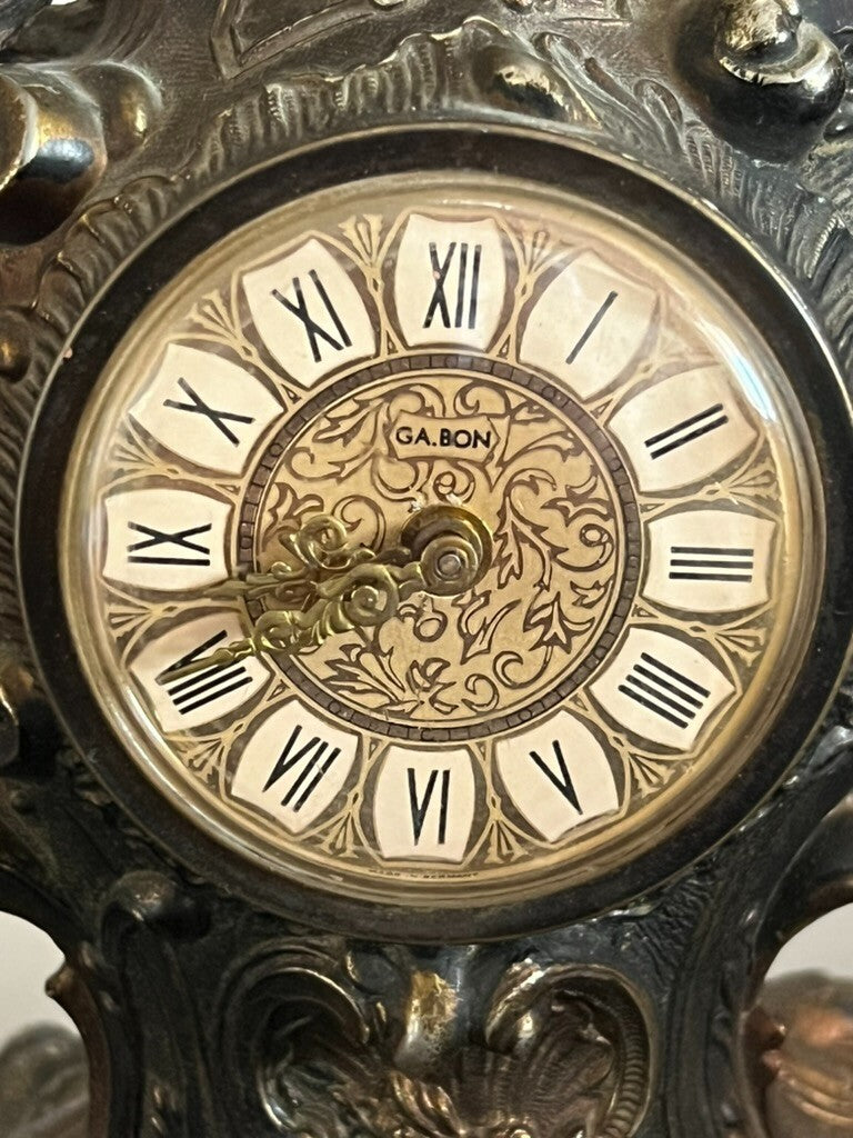🔴 GA. BON cassa orologio tavolo rame bronzato massiccio L12 h23 ricambi vintage