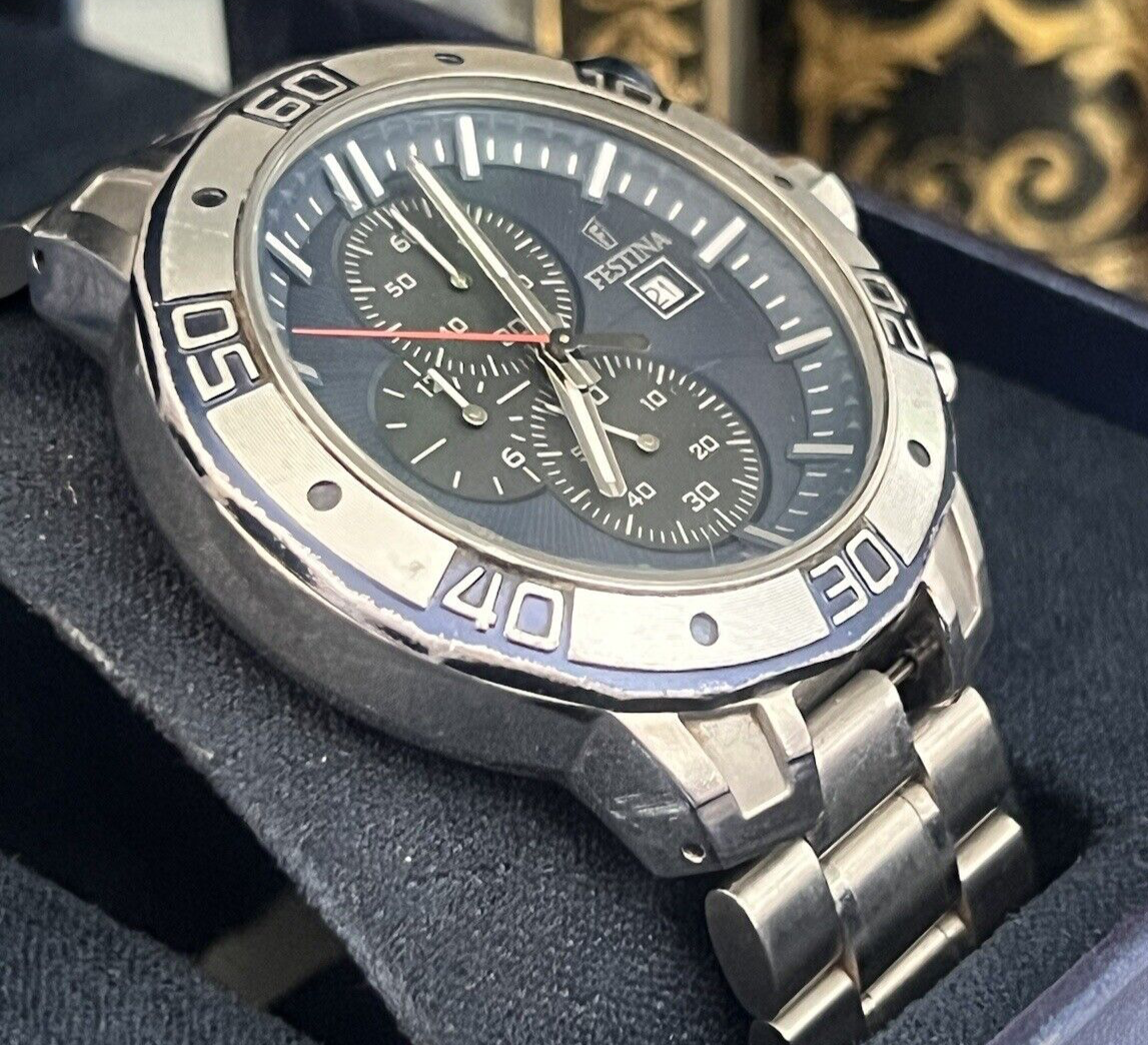 🔴 FESTINA cronografo uomo F166667 al quarzo acciaio OVERSIZE funziona