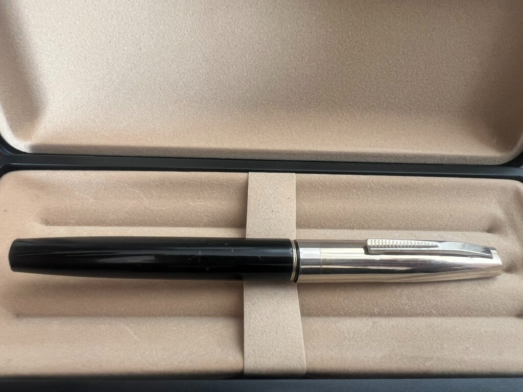 Pen Fountain Pen Black A Piston Pen Aerodynamic Gold Marking Vintage And