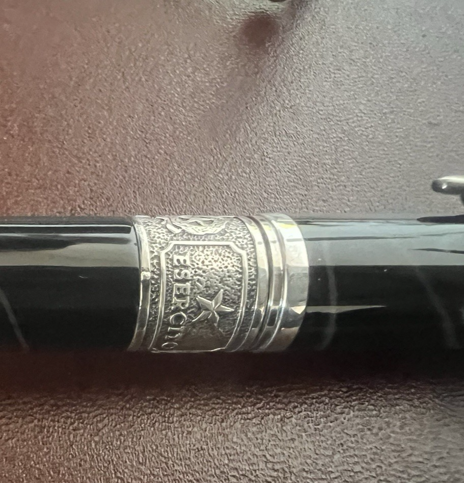 🔴 MARLEN penna stilografica Esercito Slim Edition resina Argento 925 garanzia