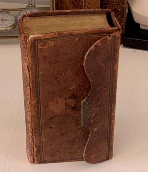 🔴 NEW TESTAMENT book German antique 1868 leather cover 