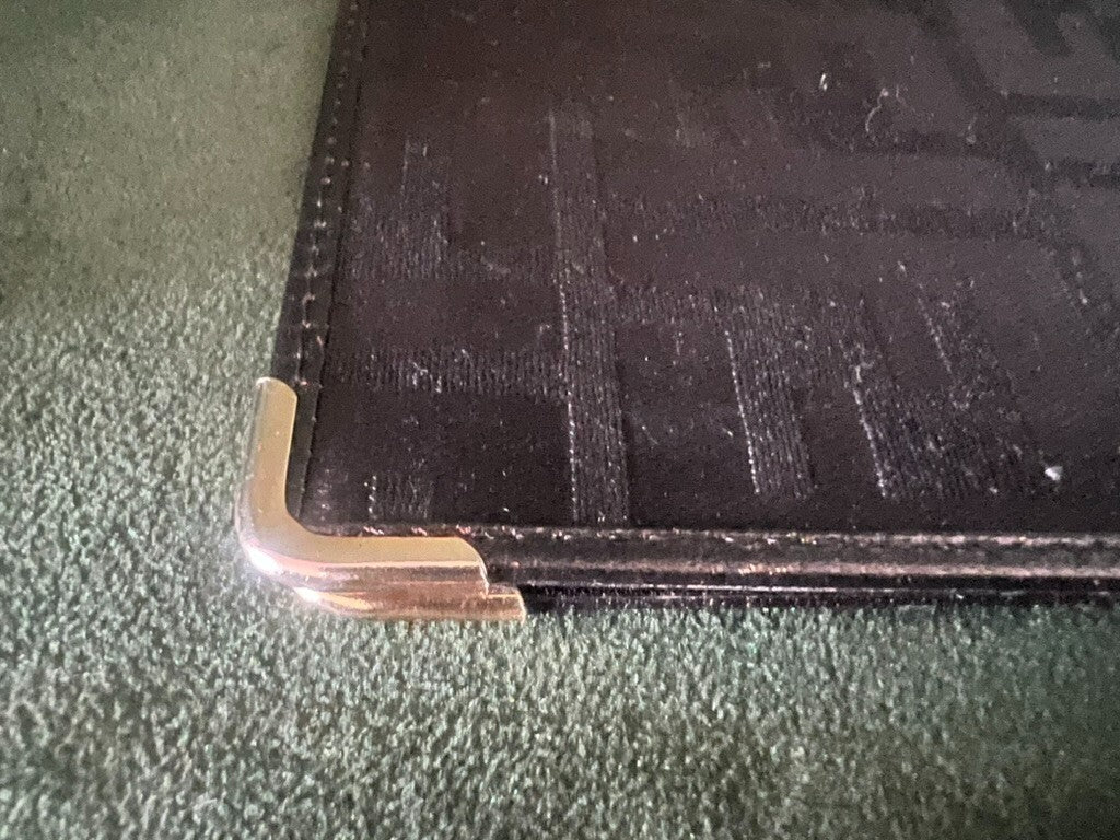 Fendi Porte-Documents Homme Femme Tissu Citrouille Noir et Cuir Original Rétro