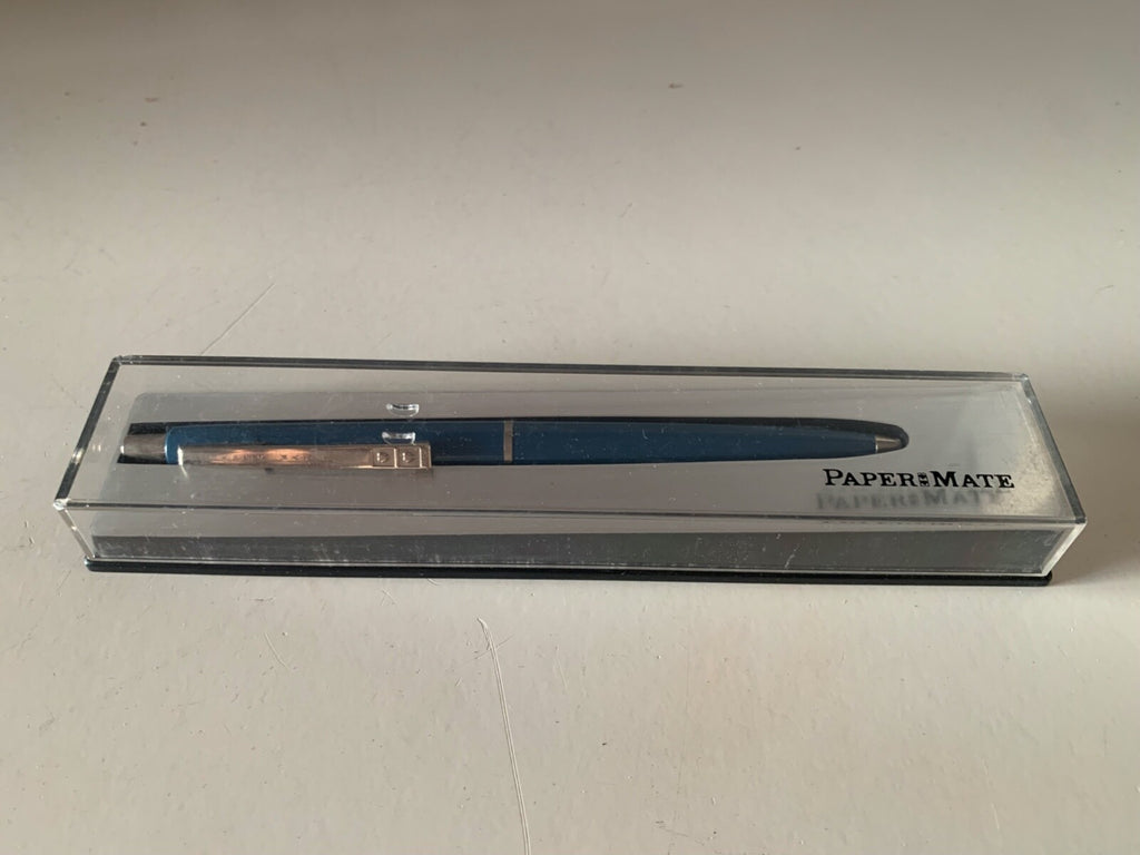 Papermate Stylo-Plume Sphère Bleu Écrit Parfaitement Avec Boîte Plexy Vintage