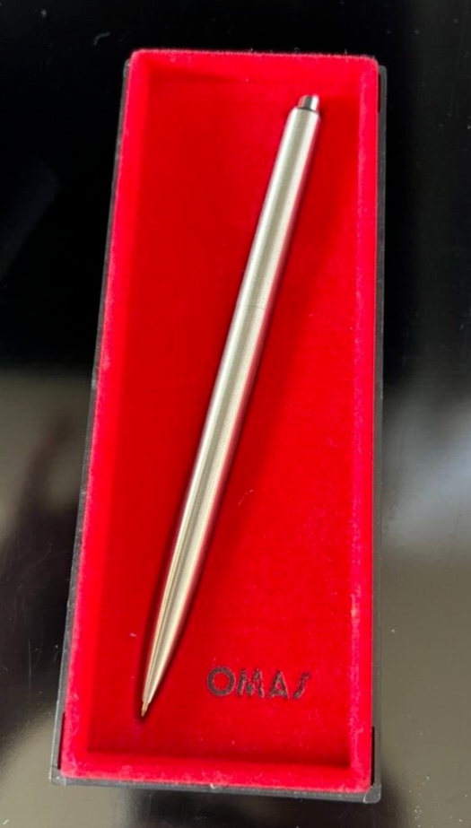 🔴 OMAS Kugelschreiber aus verchromtem Metall mit Druckknopf, italienisches Vintage-Schreibwerk 