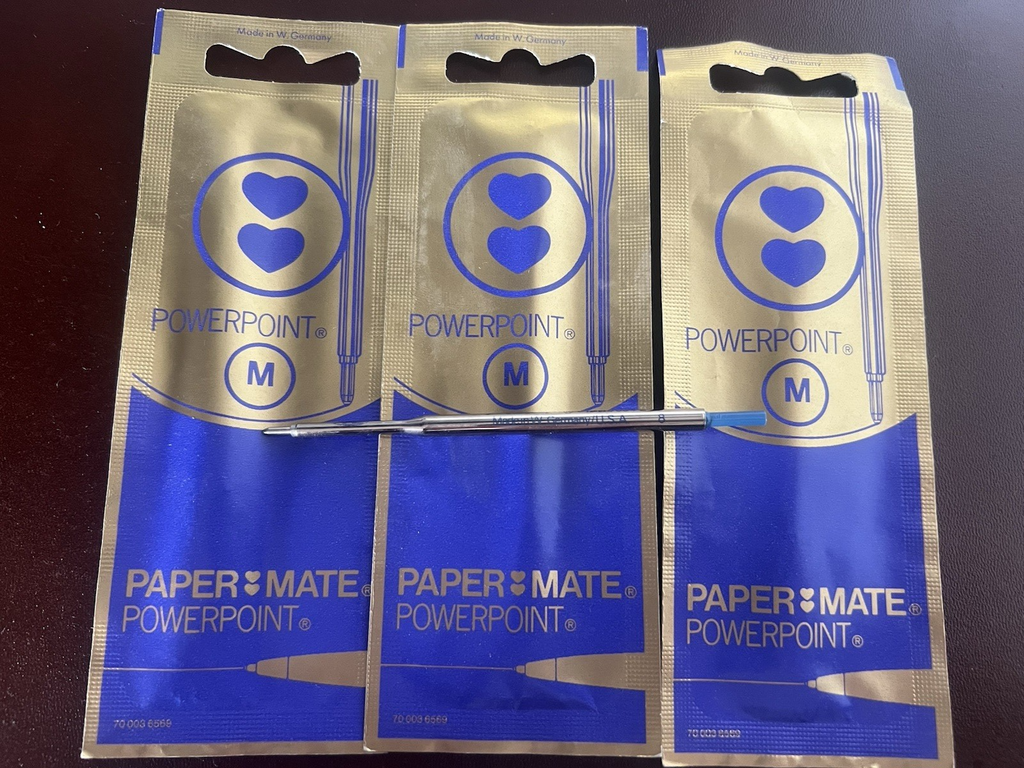 🔴 PAPERMATE refill penna BLU M medio 3 PEZZI ricambi ricarica inchiostro Aurora