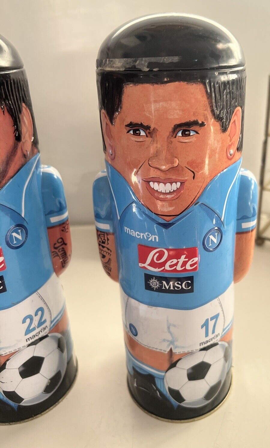 Football Napoli Lavezzi Hamsik Boxes IN Tin Rare Collectibles Vintage H25