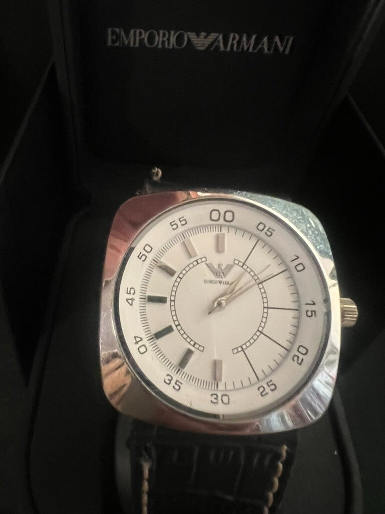 Emporio Armani Men's Watch Quartz Steel Square Case And Warranty