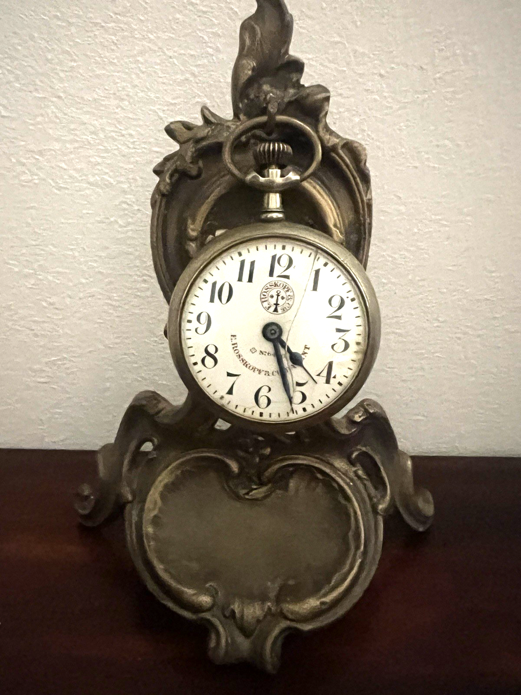 🔴 Espositore orologio tasca gancio vano a conchiglia ottone massiccio vintage