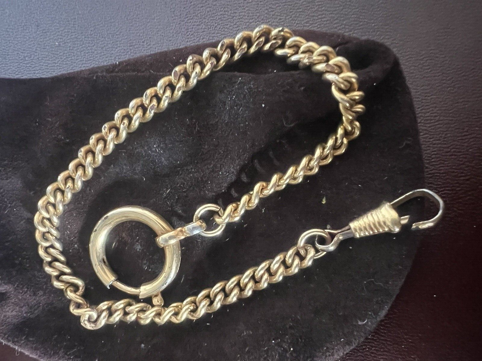 🔴 CATENA orologio tasca dorata con moschettone Lunghezza 25 cm VINTAGE