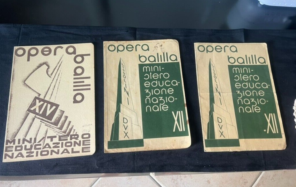 🔴 Report cards KINGDOM OF ITALY BALILLA cardboard stamps signatures original 1932 9 PIECES 