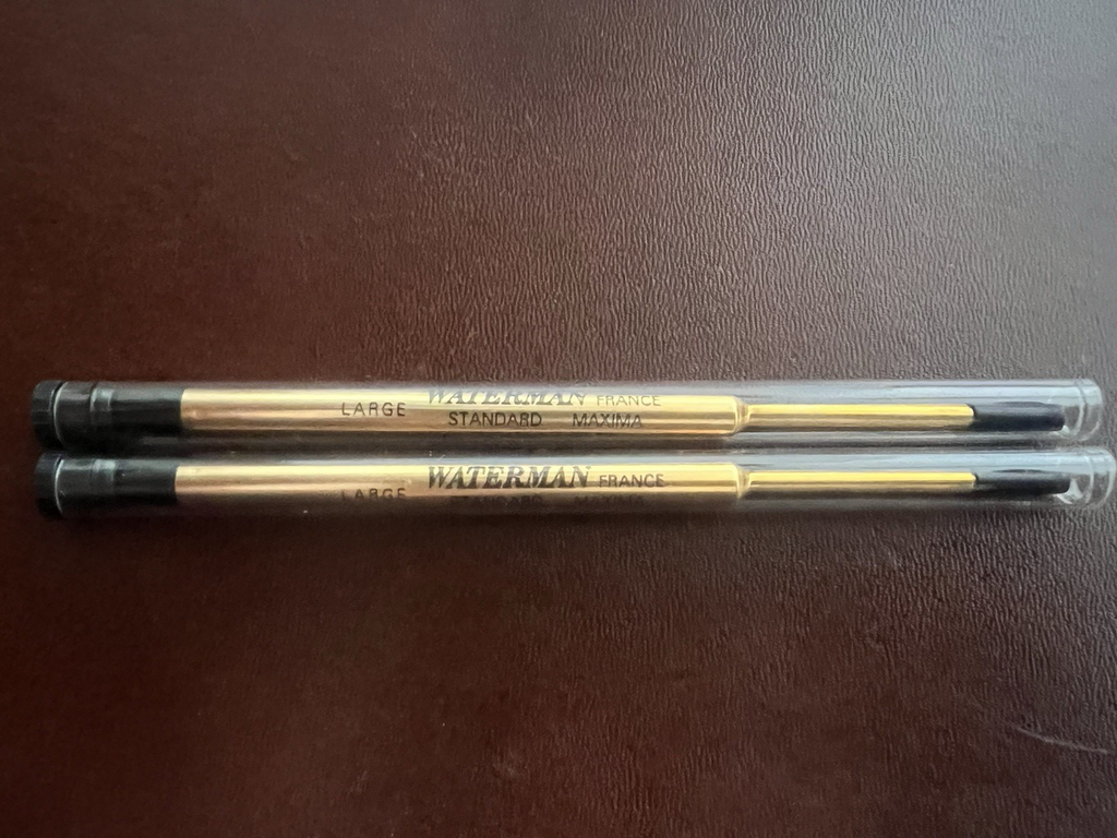 🔴 WATERMAN Kugelschreibermine, schwarze Tinte, große Mine, 2 Stück 