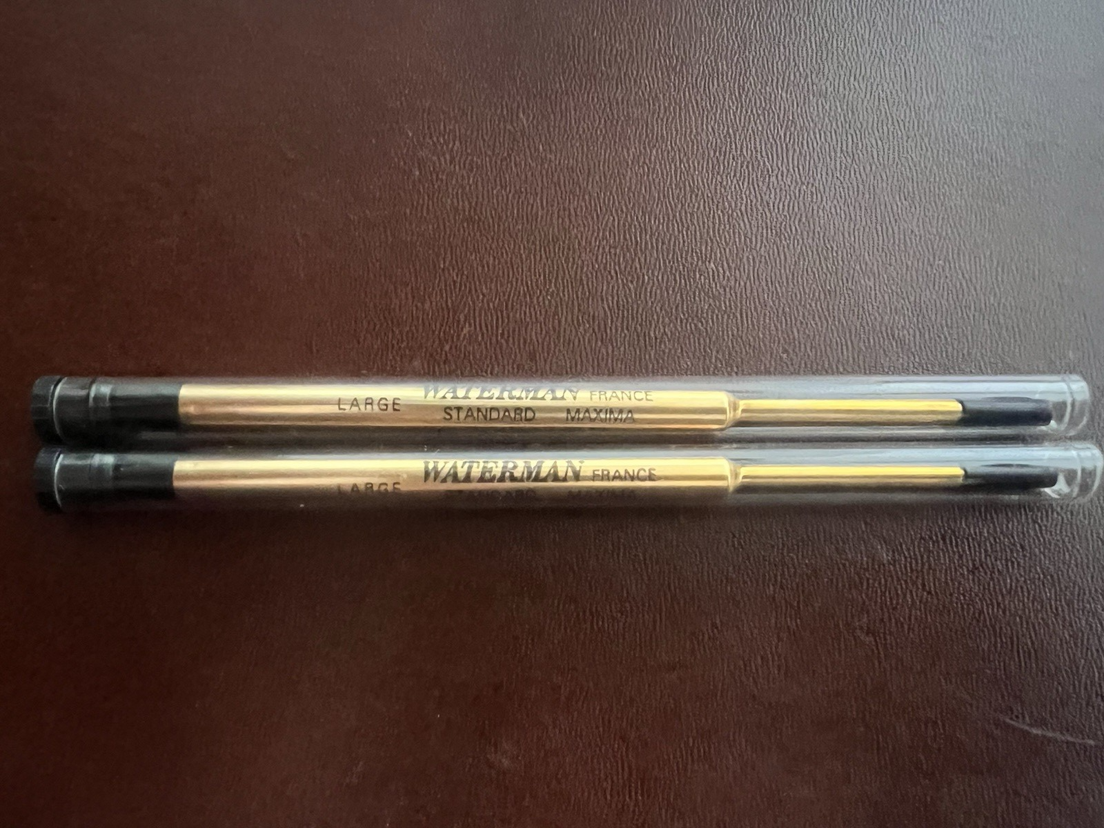 🔴 WATERMAN refill penna sfera inchiostro NERO Large ricarica ricambio 2 PEZZI