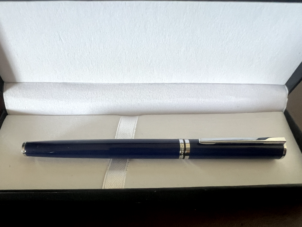 🔴 WATERMAN penna stilografica lacca blu profili cromati a cartuccia pennino F