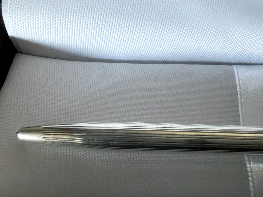🔴 SOLID SILVER 925 ballpoint pen horizontal lines writes vintage 19 