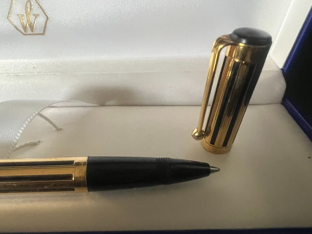 🔴 WATERMAN penna sfera Night and Day placcata oro con finestre concave scrive