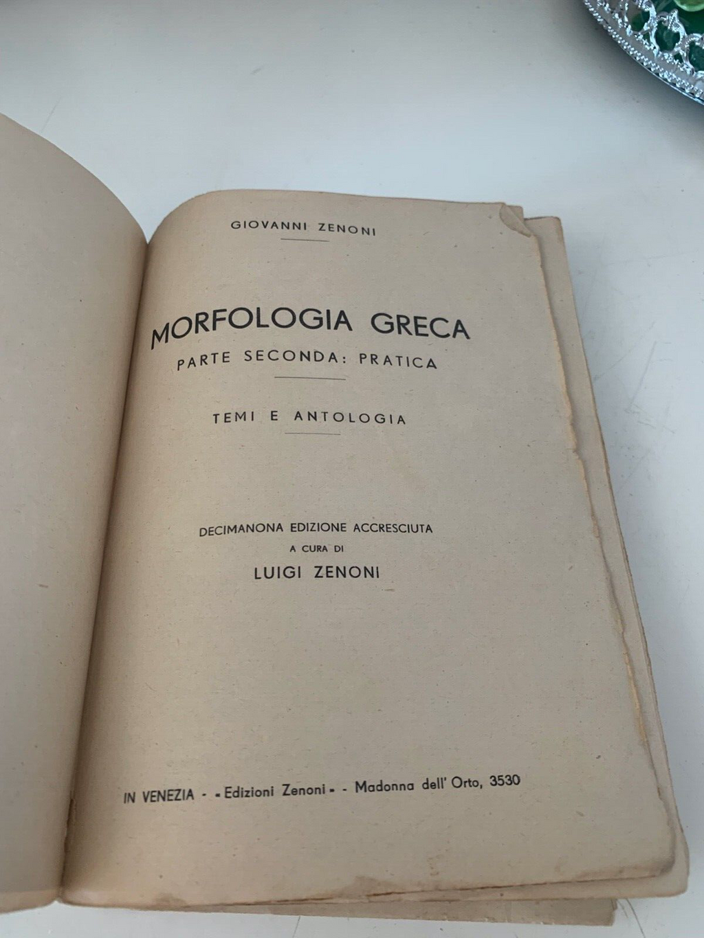 🔴 Book GREEK MORPHOLOGY by Giovanni Zenoni PERIOD 1946 