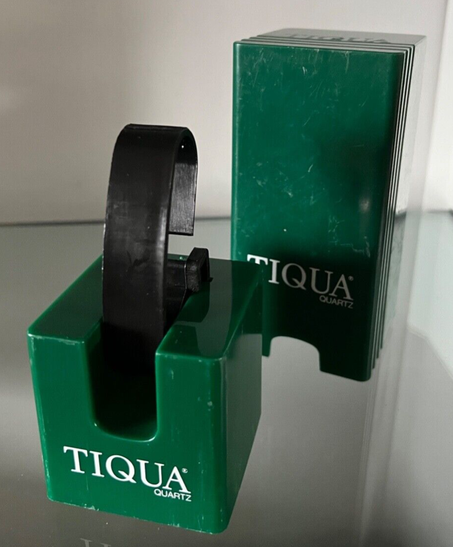 🔴 TIQUA scatola box orologio quarzo custodia verde completa vintage