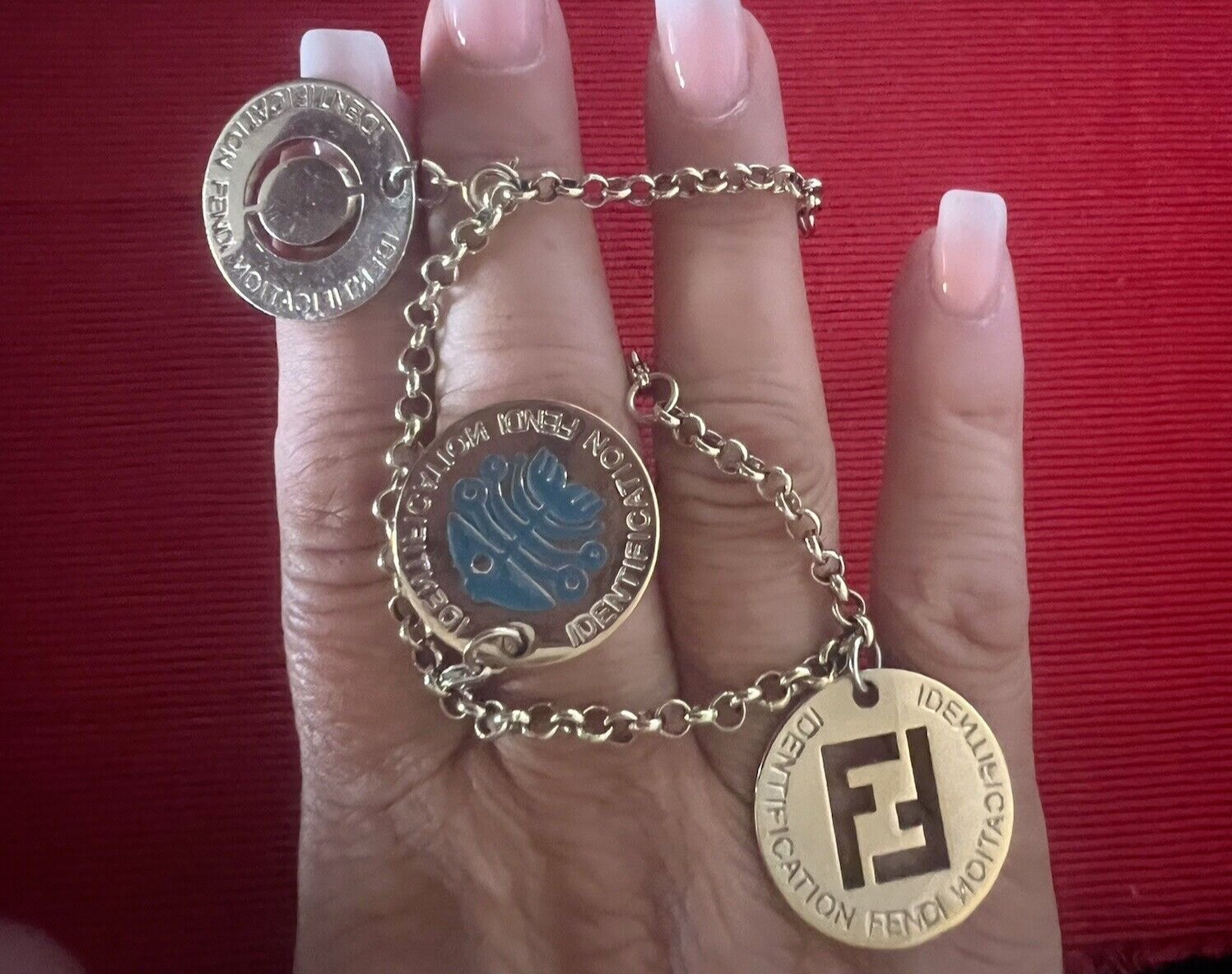 FENDI Bracelet D'Identification Bracelet Charms Monogramme Coeur