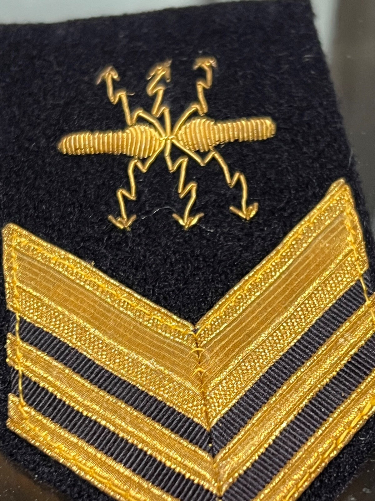 Marine Militaire Bretelles Degrés Opérateur Radio En Tissu Originales 