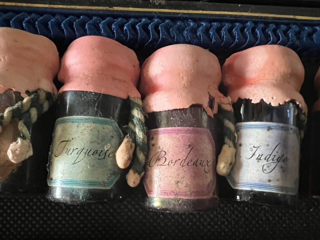 🔴 Penne stilografiche calamai con 6 INCHIOSTRI sigillati con ceralacca vintage