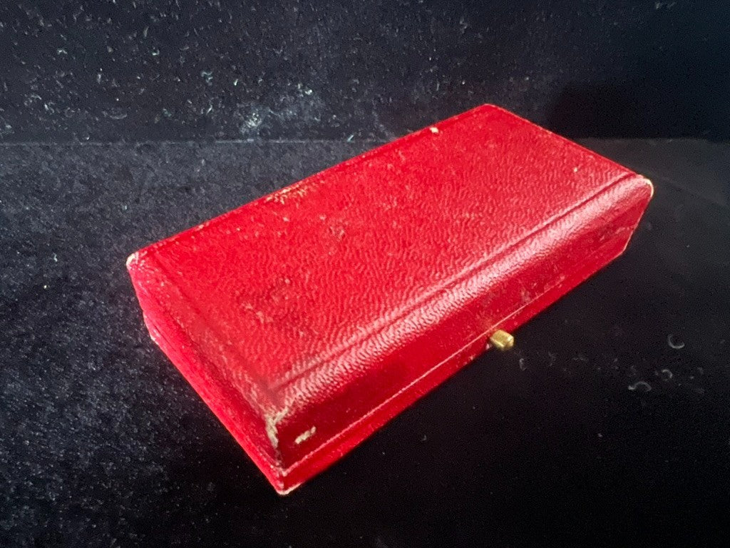 🔴 Scatola orecchini gemelli interno rosso velluto e raso portagioie vintage '50