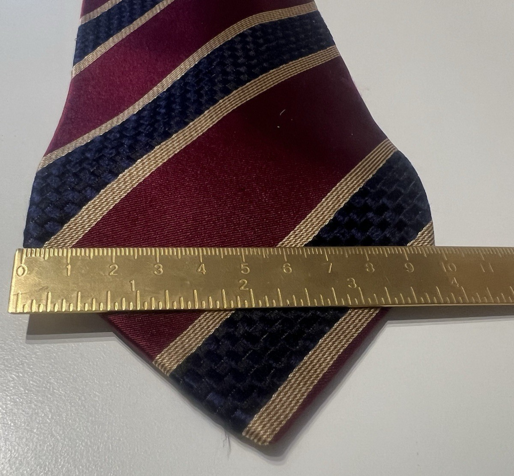 EMPORIO ARMANI Men's Tie Pure Silk Blue Bordeaux Stripes