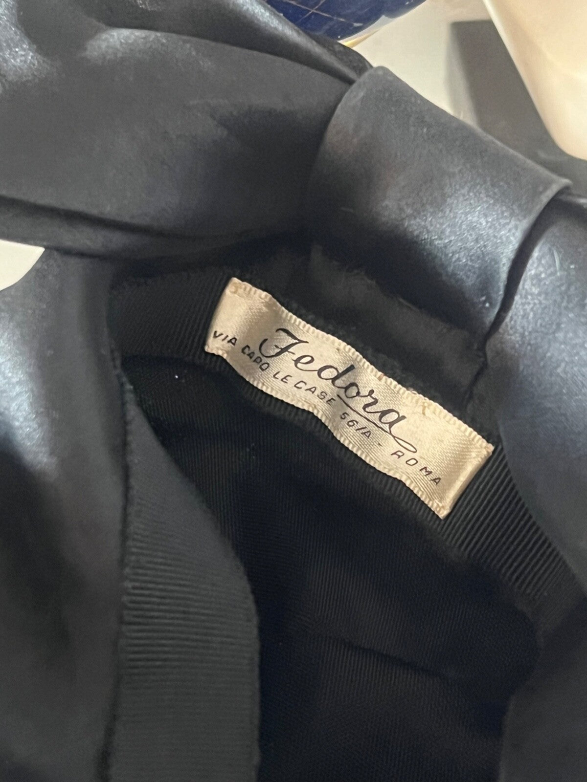 🔴 FEDORA cappello donna nero con fiocco 56 A elegante effetto seta Roma